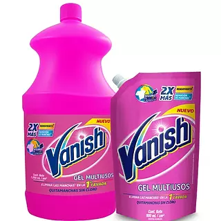 Desmanchador Líquido Vanish Rosa x1800ml + Doypack x800ml